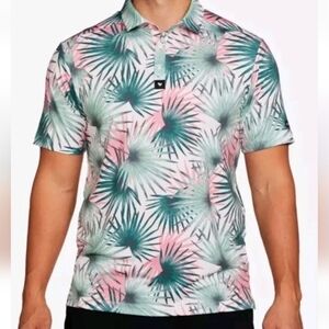 Bad Birdie Hammock Hunter Golf Polo Shirt Men Large Botanical Tennis Pickleball